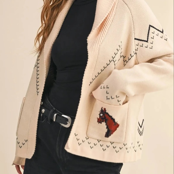 NWT Western Horse Cardigan Sweater - Picture 5 of 6